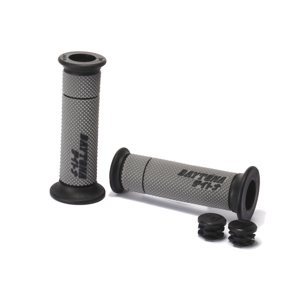 Daytona Road Race Grip, Black Grey 115mm - With 2pcs of end cap, black color.