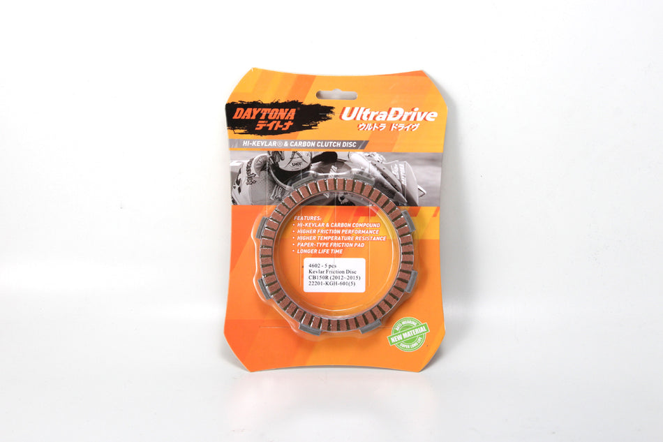 Kampas Kopling Ultra Drive Kevlar Friction Disc, 5pcs, Orange, CB150R, CBR150 K45, Verza, GL Series, 22201-KGH-601(5)