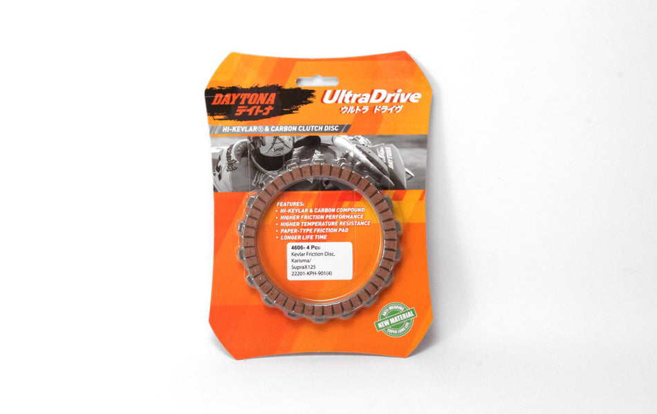 Kampas Kopling Ultra Drive Kevlar Friction Disc, 3pcs, Orange, Revo 110 / Blade, 22201-KWW-741(2), 22204-KWW-741(1)