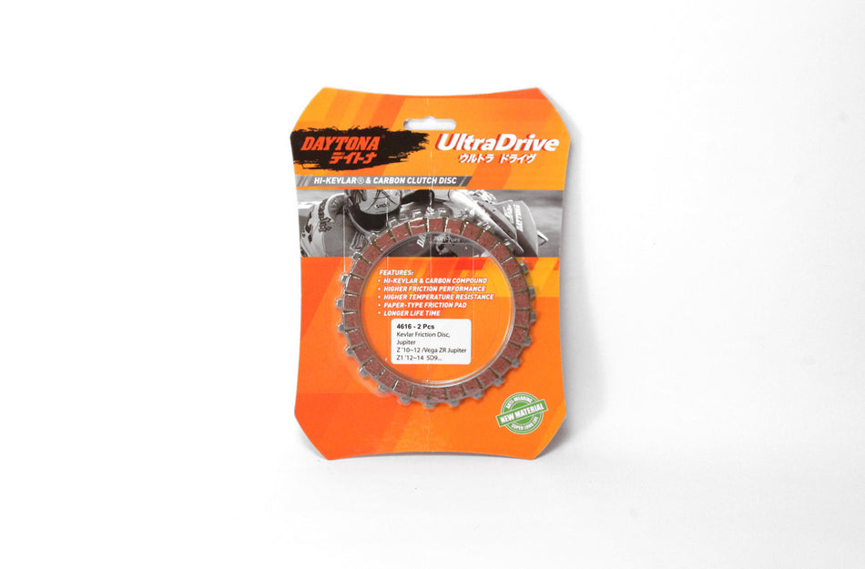 Kampas Kopling Ultra Drive Kevlar Friction Disc, 2pcs,Orange,Jupiter Z '10-12/Vega ZR Jupiter Z1 '12-14  5D9-E6331-20(2)