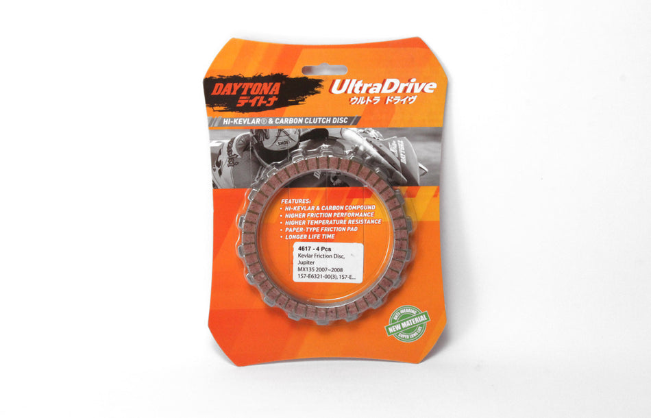 Kampas Kopling Ultra Drive Kevlar Friction Disc, 4pcs, Orange, Jupiter MX135 (07-08), 1S7-E6321-00(3), 1S7-E6331-00(1)