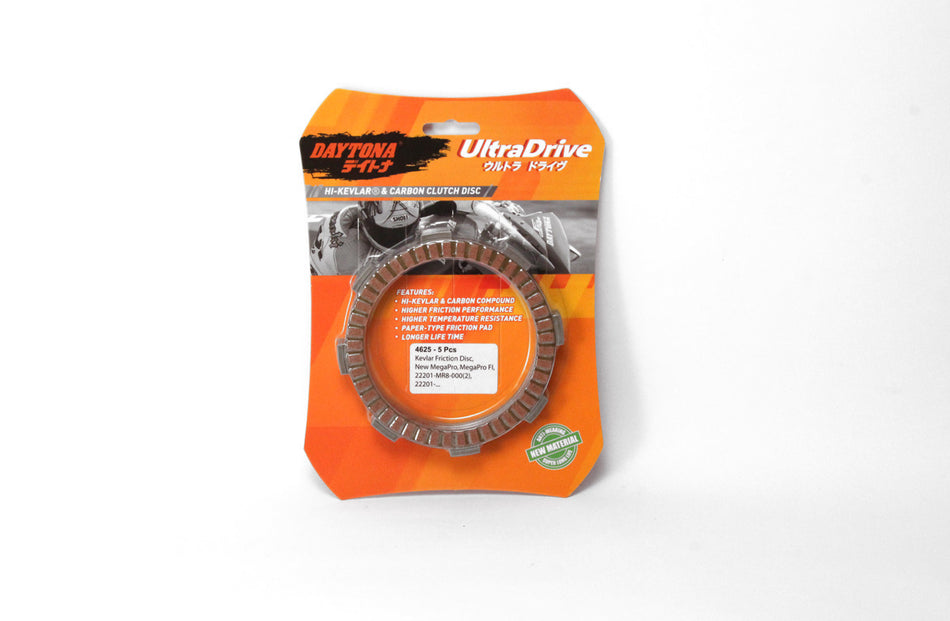 Kampas Kopling Ultra Drive Kevlar Friction Disc, 5pcs, Orange, Mega Pro/ FI, CRF150 (MR8/KPM)