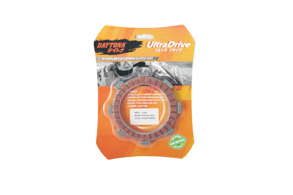 Kampas Kopling Ultra Drive Kevlar Friction Disc, 5pcs, Orange, 21441-35300-000 (5) FR80 Untuk rubahan FIZR & Jupiter Z Racing