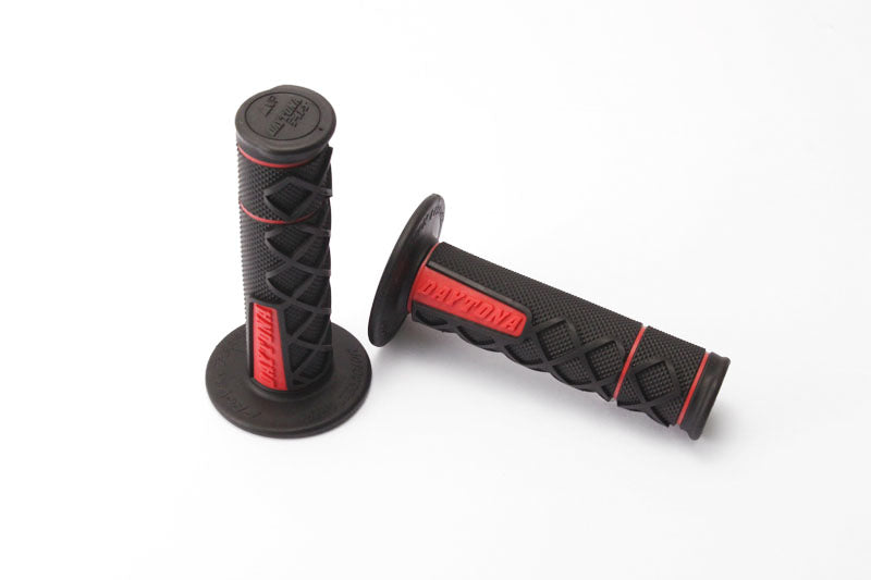 Daytona Supercross Grips DAYTONA 120mm 7/8", Red/Black..Closed-End, Dual Compound
