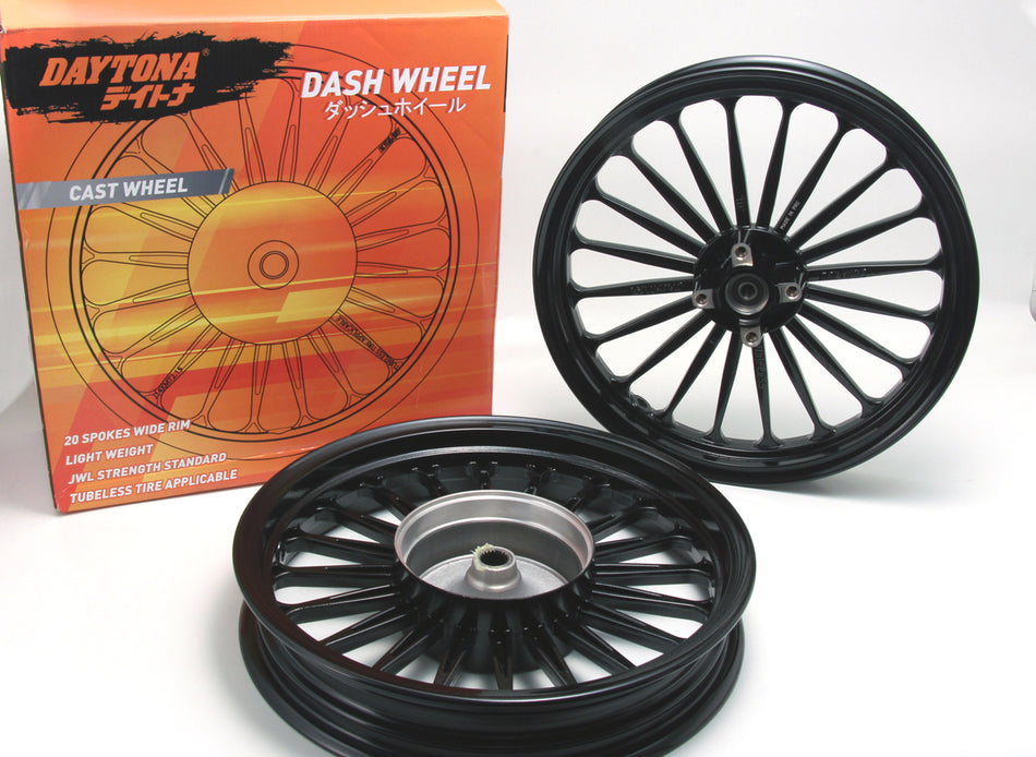 Pit-In Velg Daytona Dash wheel, Black, Honda Beat, Beat Fi/ESP, Scoopy FI/ESP, Vario 110 Fi, (Fr) MT 1.85x14 (Rr) MT 2.15x14