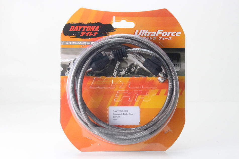 Selang Rem Racing Daytona 210cm, Transparent, Tahan Karat, N12 SUS Banjo 90°&45°