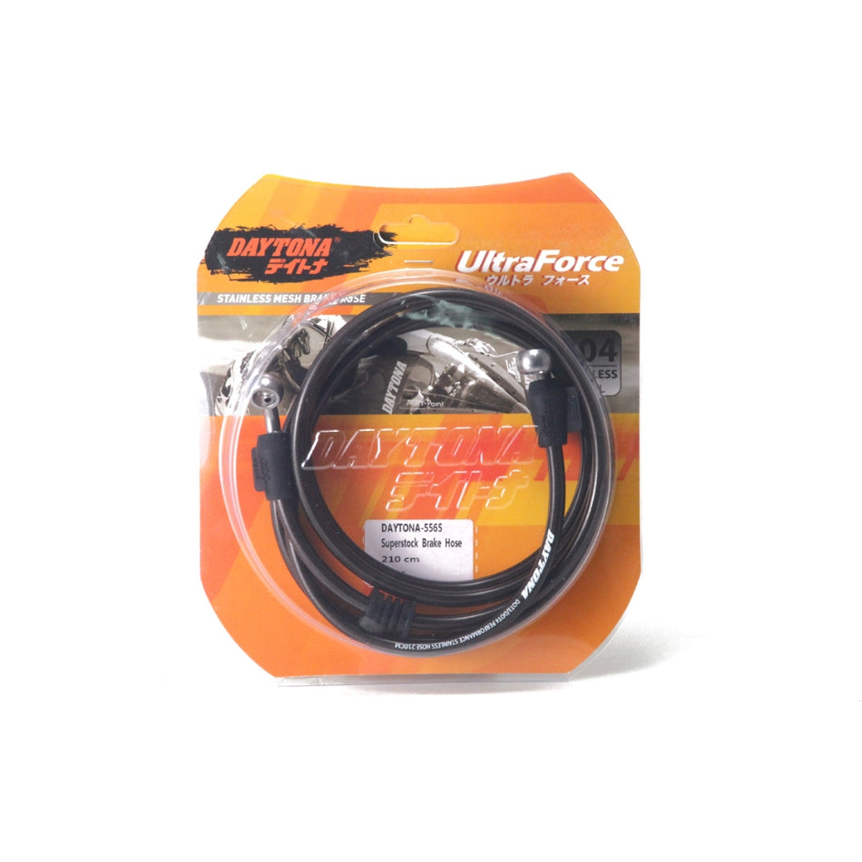 Selang Rem Racing Daytona 210cm, Carbon Black, Tahan Karat, N12 SUS Banjo 90°&45°