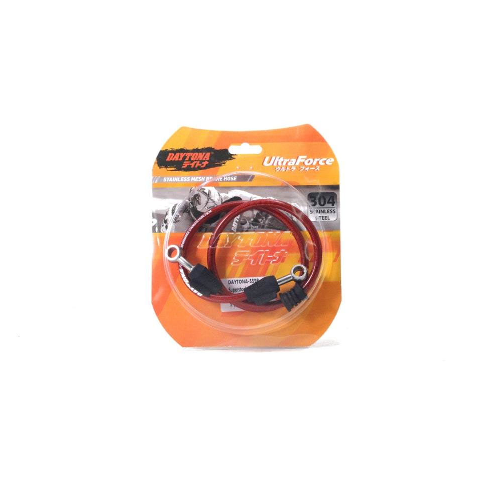 Selang Rem Racing Daytona 75cm, Merah, Tahan Karat, 180°&45°