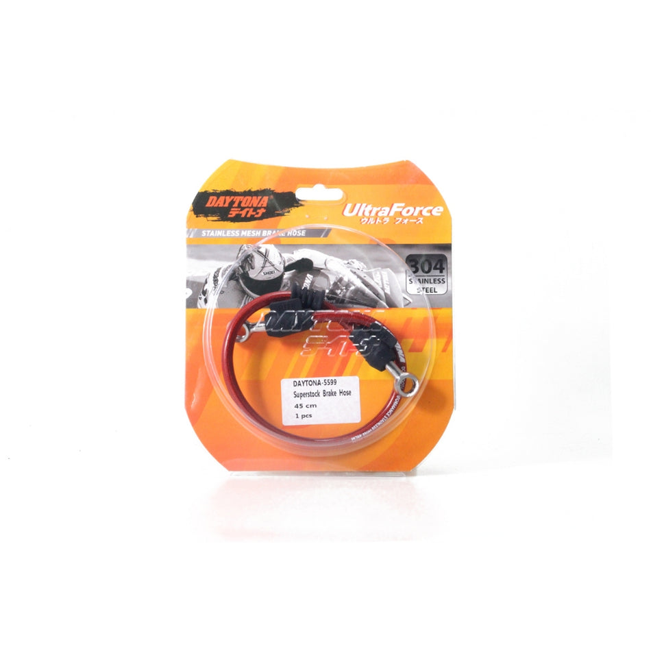 Selang Rem Racing Daytona 45cm, Merah, Tahan Karat, 180°&45°