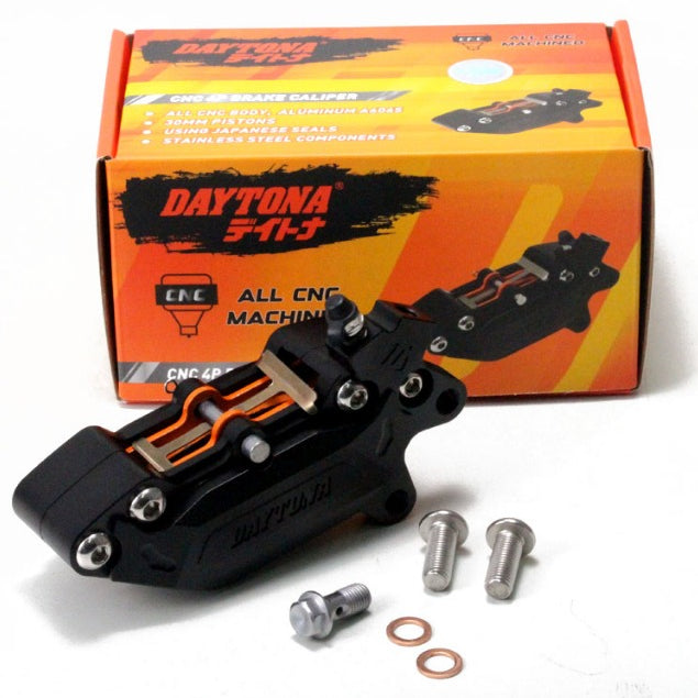 CNC 4 Piston Caliper/Kaliper Rem, Black Color, Size Piston 2 x 30mm