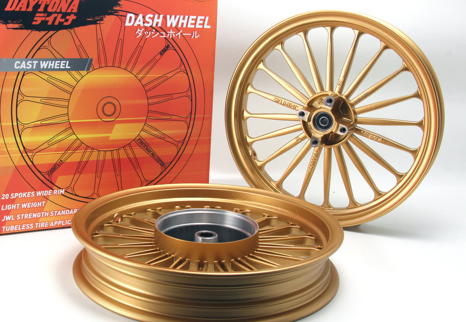 Velg Daytona Dash wheel, Gold,  Honda Beat, Beat Fi/ESP, Scoopy FI/ESP, Vario 110 Fi, (Fr) MT 1.85x14 (Rr) MT 2.15x14