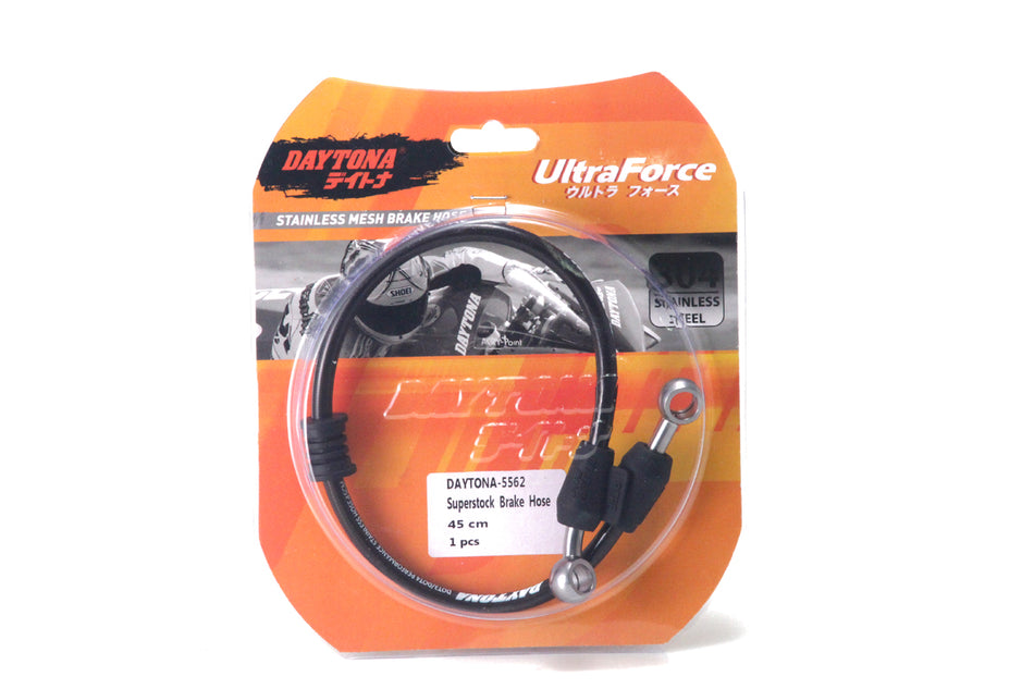 Selang Rem Racing Daytona 45cm, Carbon Black, Tahan Karat, Belakang Sonic, Ninja RR, Vixion, R25, MX King