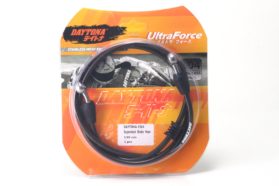 Selang Rem Racing Daytona 130cm, Carbon Black, Tahan Karat, CRF150, WR155, KLX150