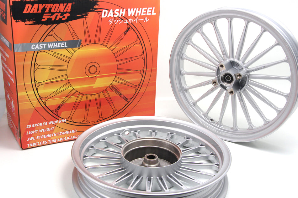 Velg Daytona Dash wheel, Silver,  Honda Beat, Beat Fi/ESP, Scoopy FI/ESP, Vario 110 Fi, (Fr) MT 1.85x14 (Rr) MT 2.15x14